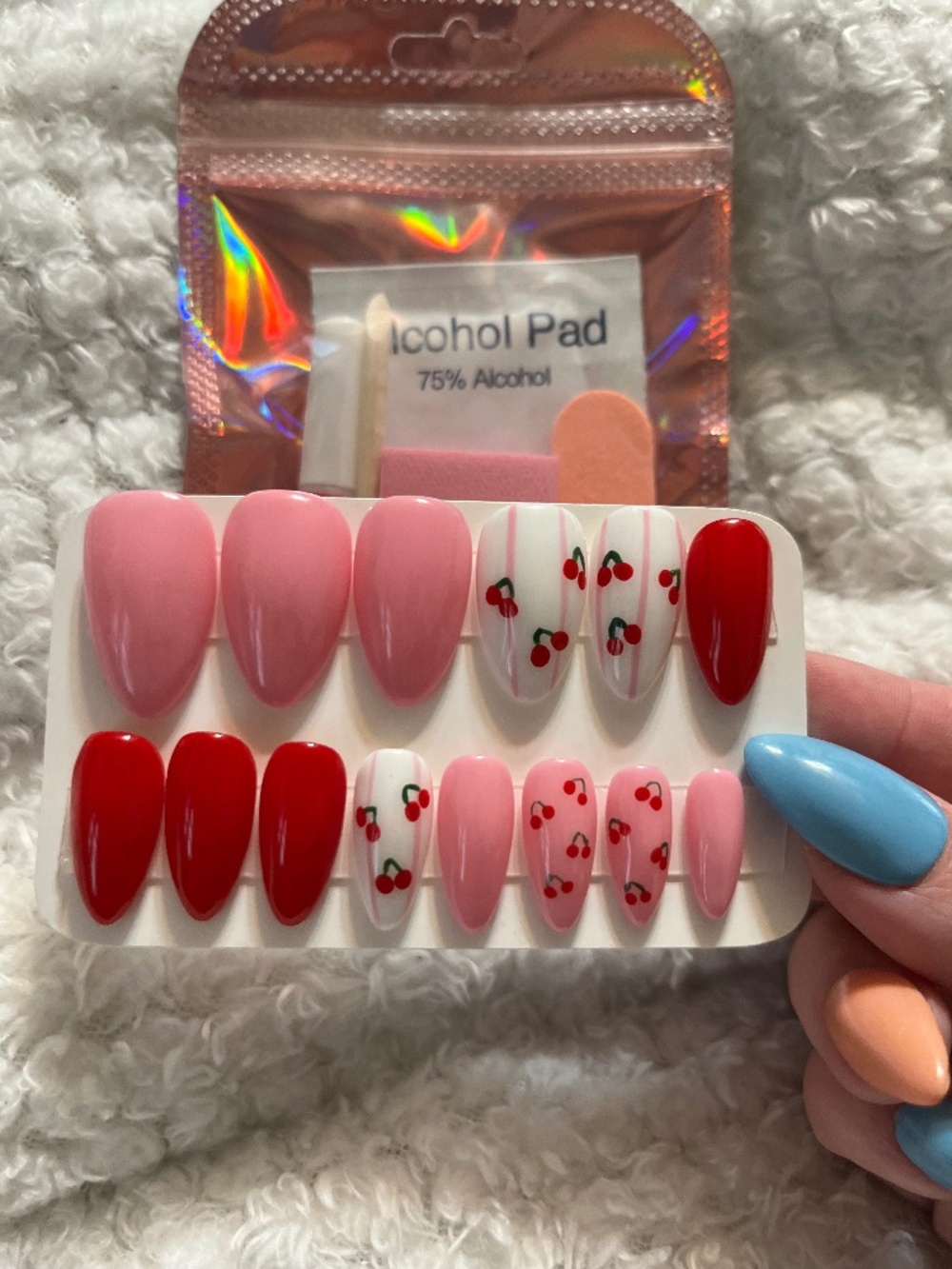 Handmade Medium Almond Press On Nails ~Cherry~